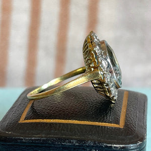 Aquamarine and Diamond Cocktail Ring in 18k Gold