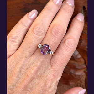 Amethyst and Spinel Three Stone Ring A Classic English Beauty