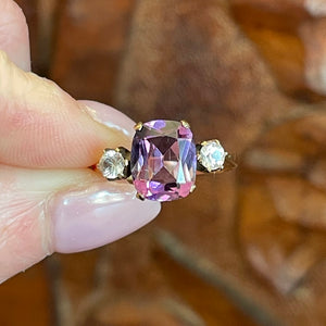 Amethyst and Spinel Three Stone Ring A Classic English Beauty