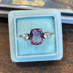 Amethyst and Spinel Three Stone Ring A Classic English Beauty