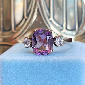 Amethyst and Spinel Three Stone Ring A Classic English Beauty