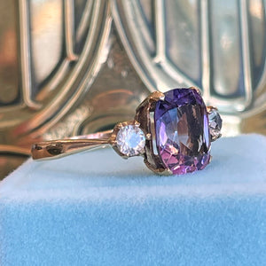 Amethyst and Spinel Three Stone Ring A Classic English Beauty