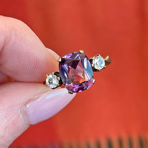 Amethyst and Spinel Three Stone Ring A Classic English Beauty