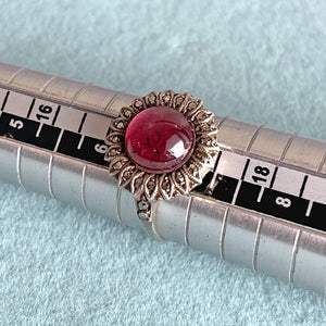 Antique Art Deco Silver Garnet & Marcasite Daisy Ring, c. 1920