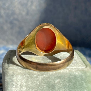 Victorian 15K Carnelian Shakespeare Cameo Ring