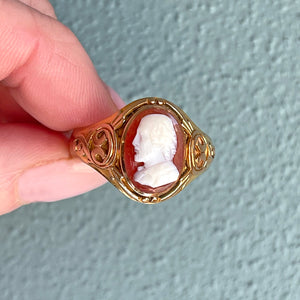 Victorian 15K Carnelian Shakespeare Cameo Ring