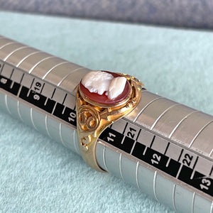 Victorian 15K Carnelian Shakespeare Cameo Ring