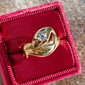 Victorian 14K Gold Diamond Snake Ring, c. 1880