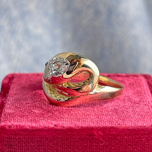 Victorian 14K Gold Diamond Snake Ring, c. 1880