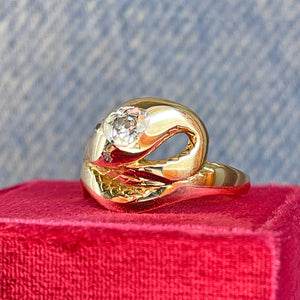 On hold - Victorian 14K Gold Diamond Snake Ring, c. 1880