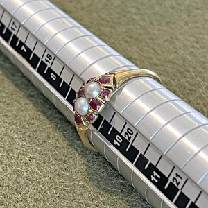 Victorian Garnet Pearl 18k Gold Ring, Circa 1860