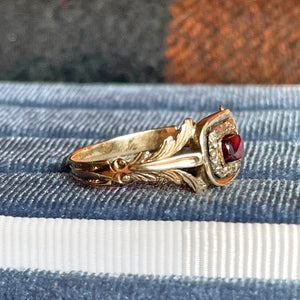 Georgian 15k Gold Sugarloaf Garnet Ring, c. 1820