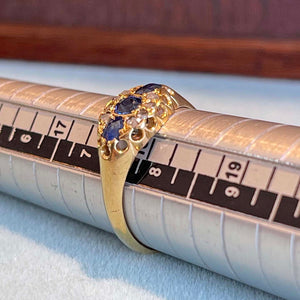 Edwardian Sapphire Diamond Ring 18k Gold 1904