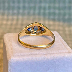 Edwardian Sapphire Diamond Ring 18k Gold 1904