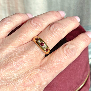 Victorian Ruby Diamond Ring 18k Gold Dated 1894