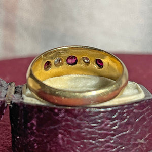 Victorian Ruby Diamond Ring 18k Gold Dated 1894