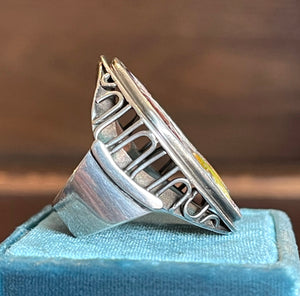 Enamel Still Life Silver Ring