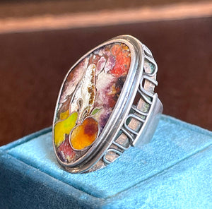 Enamel Still Life Silver Ring