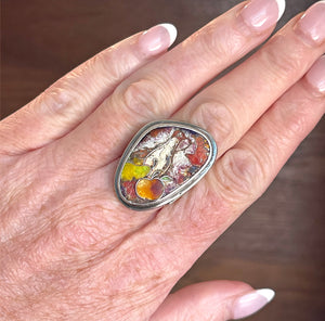 Enamel Still Life Silver Ring