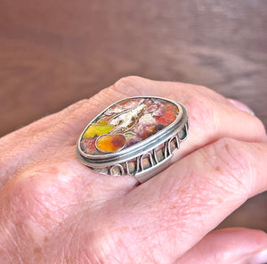 Enamel Still Life Silver Ring