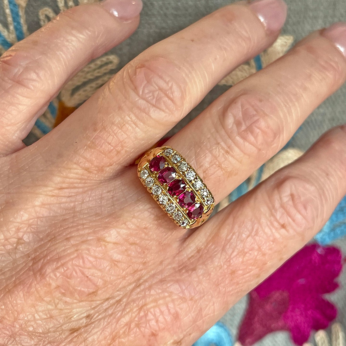 Edwardian Ruby and Diamond Ring in 18k Gold