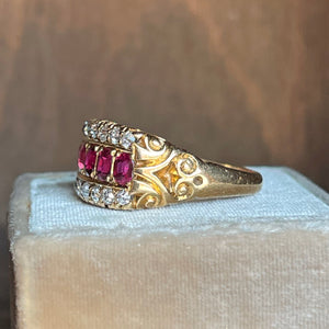 Edwardian Ruby and Diamond Ring in 18k Gold