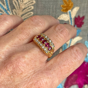 Edwardian Ruby and Diamond Ring in 18k Gold