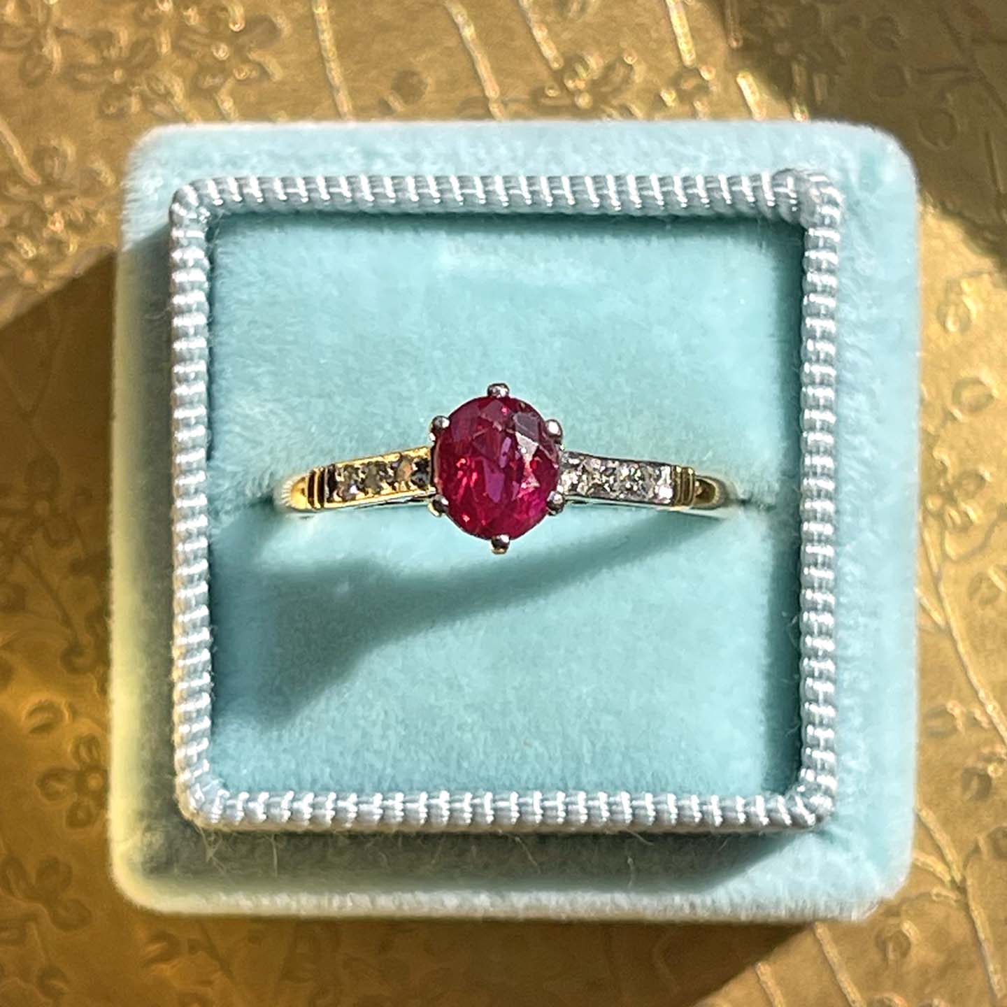 Edwardian Ruby Diamond Solitaire Ring