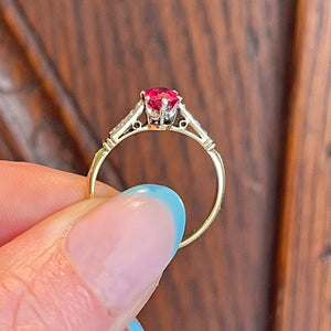Edwardian Ruby Diamond Solitaire Ring