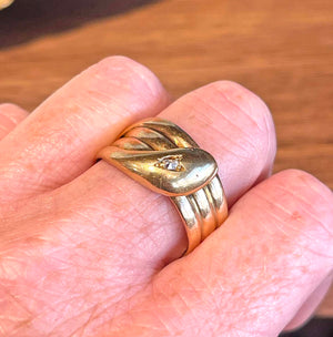 Edwardian Snake Ring 18k Gold Diamond Head