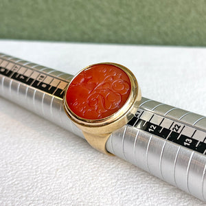 Antique Carnelian Intaglio Seal Ring in 9K Gold