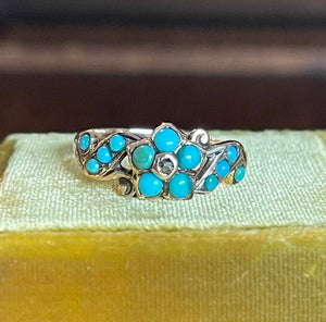 Victorian Forget Me Not Turquoise Gold Ring