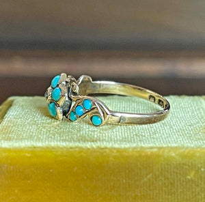 Victorian Forget Me Not Turquoise Gold Ring