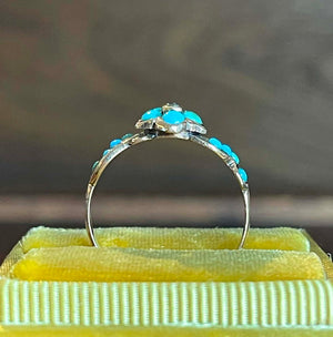 Victorian Forget Me Not Turquoise Gold Ring