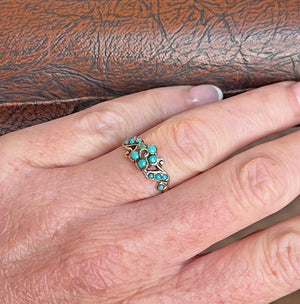 Victorian Forget Me Not Turquoise Gold Ring