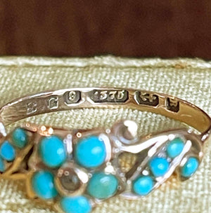 Victorian Forget Me Not Turquoise Gold Ring