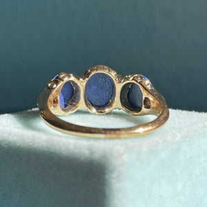 Victorian Lapis Lazuli and Diamond Ring in 18 Karat Gold