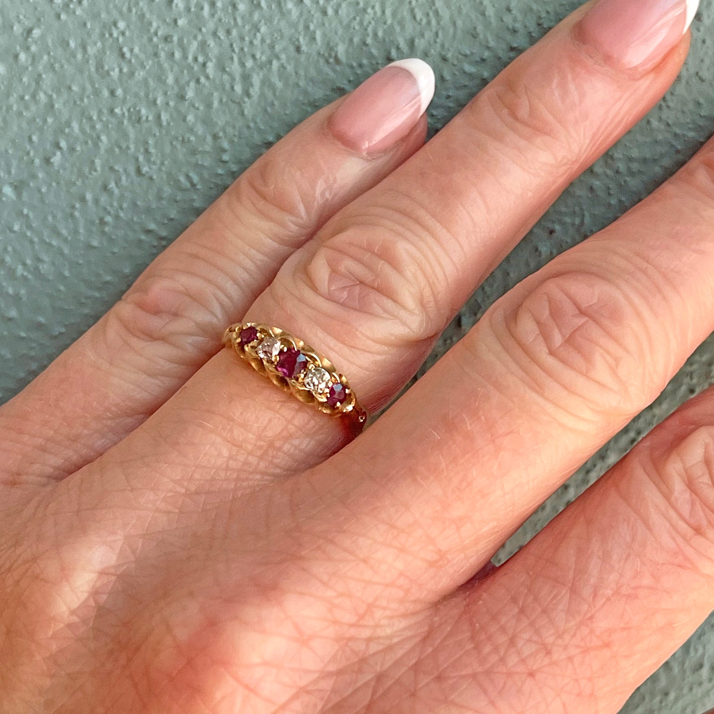 Victorian Ruby Diamond Gold Ring, Birmingham 1900