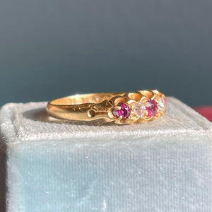 Victorian Ruby Diamond Gold Ring, Birmingham 1900