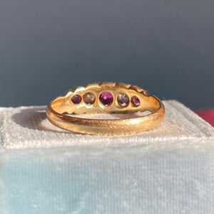 Victorian Ruby Diamond Gold Ring, Birmingham 1900