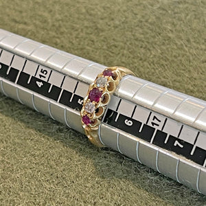 Victorian Ruby Diamond Gold Ring, Birmingham 1900