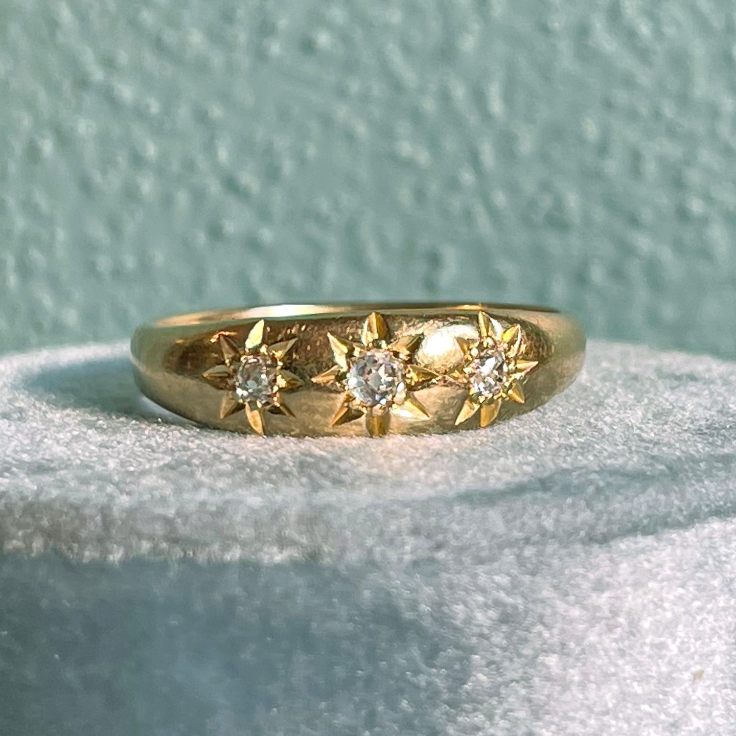 Antique 18k Gold Star-Set Diamond Band, c. 1900