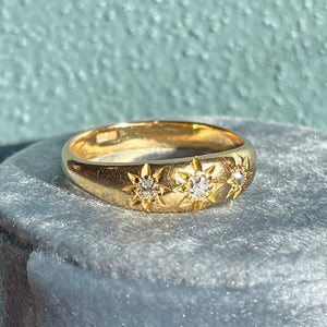 Antique 18k Gold Star-Set Diamond Band, c. 1900