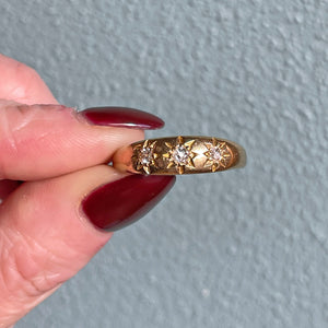 Antique 18k Gold Star-Set Diamond Band, c. 1900