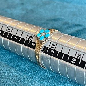 Georgian Turquoise and Pearl Cluster Ring, 15k Gold, Birmingham 1798