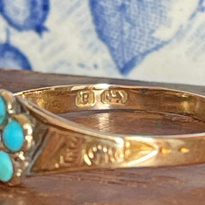 Georgian Turquoise and Pearl Cluster Ring, 15k Gold, Birmingham 1798