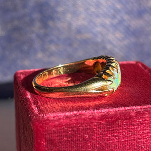 Antique 18k Gold Five Opal Ring, Chester, 1900