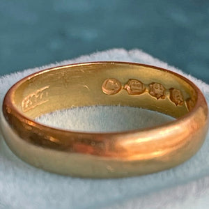 Antique 22k Gold Wedding Band, London 1877, Size 5.5, Victorian Era