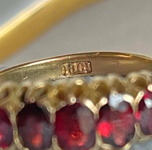 Antique Victorian 18k Gold 5 Stone Garnet Ring