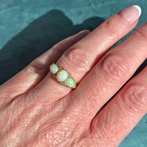 Edwardian Opal Diamond Ring 18k Gold Dated 1901